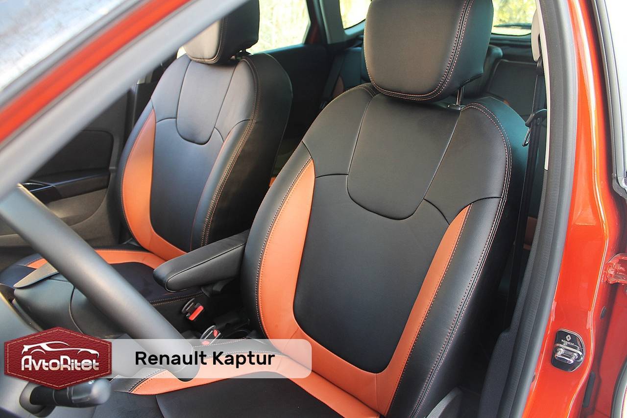 Каркасные чехлы на сиденья Renault Kaptur, модельные из экокожи, фото  салона, заказать с установкой, отзывы