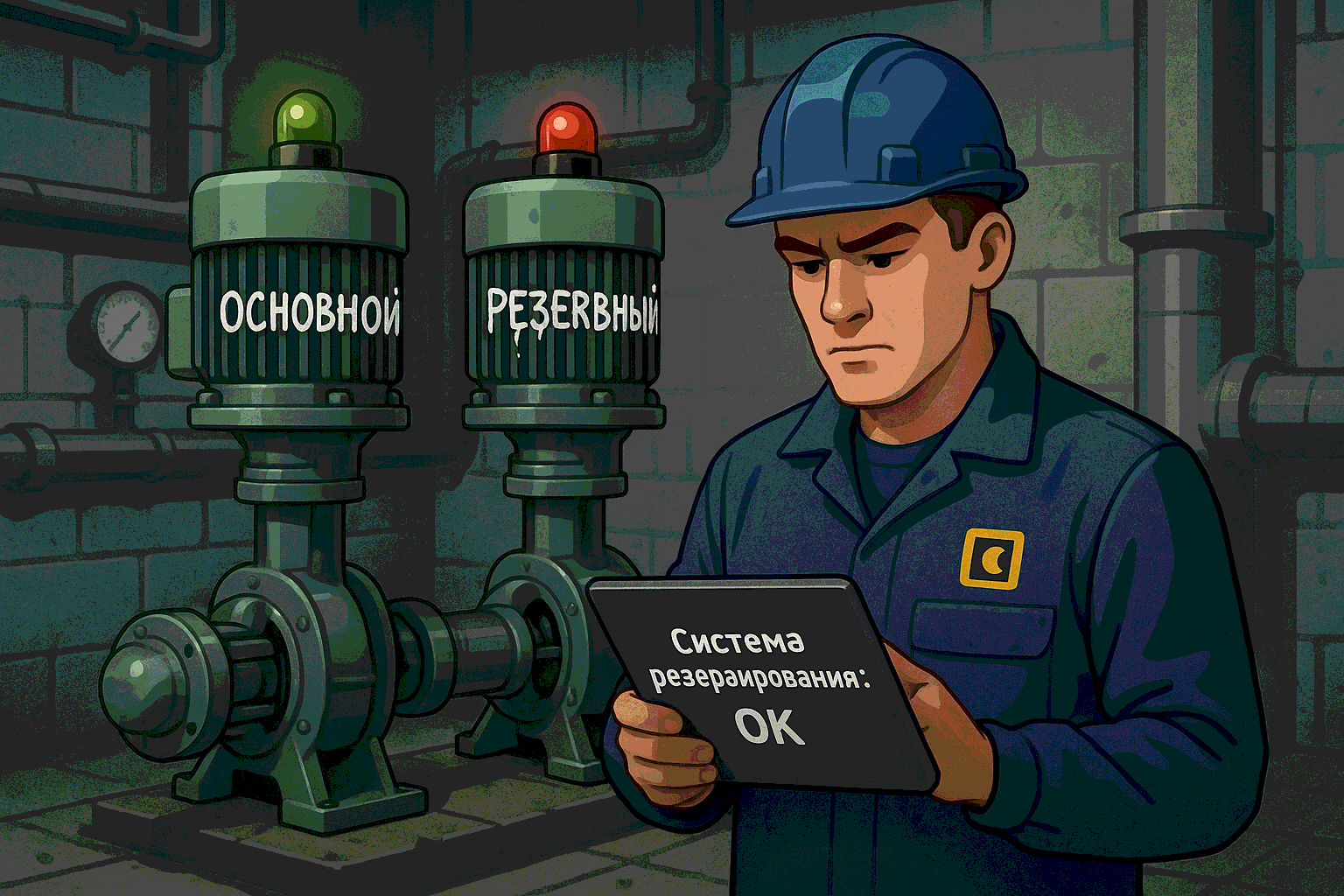 резервирование насосного оборудования.