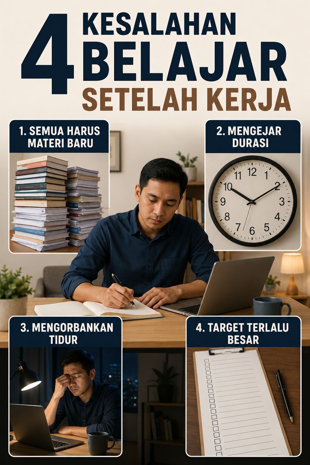 Empat kesalahan belajar malam mulai dari target besar sampai mengorbankan tidur