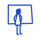 рукописная иконка урок в школе вверх нарисованная синим карандашом