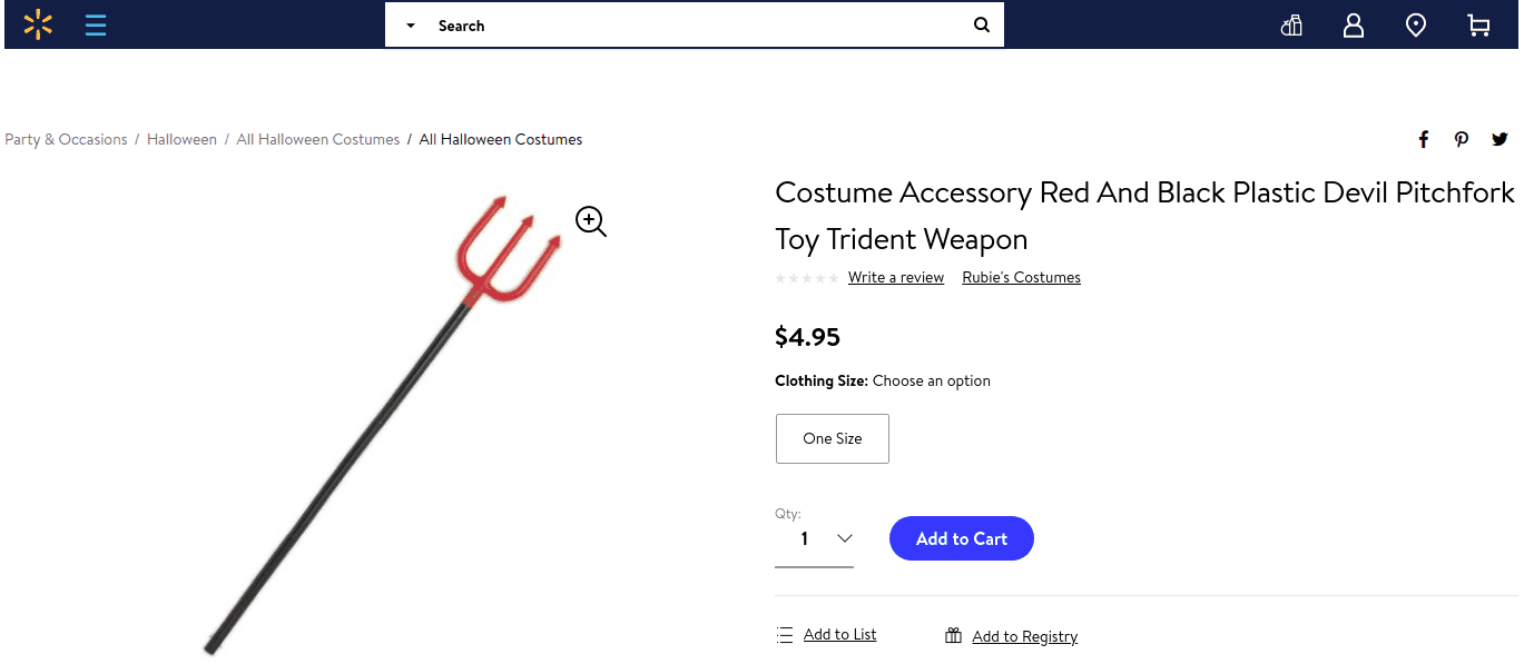 Profitable Halloween accessory for dropshipping from Walmart on Amazon