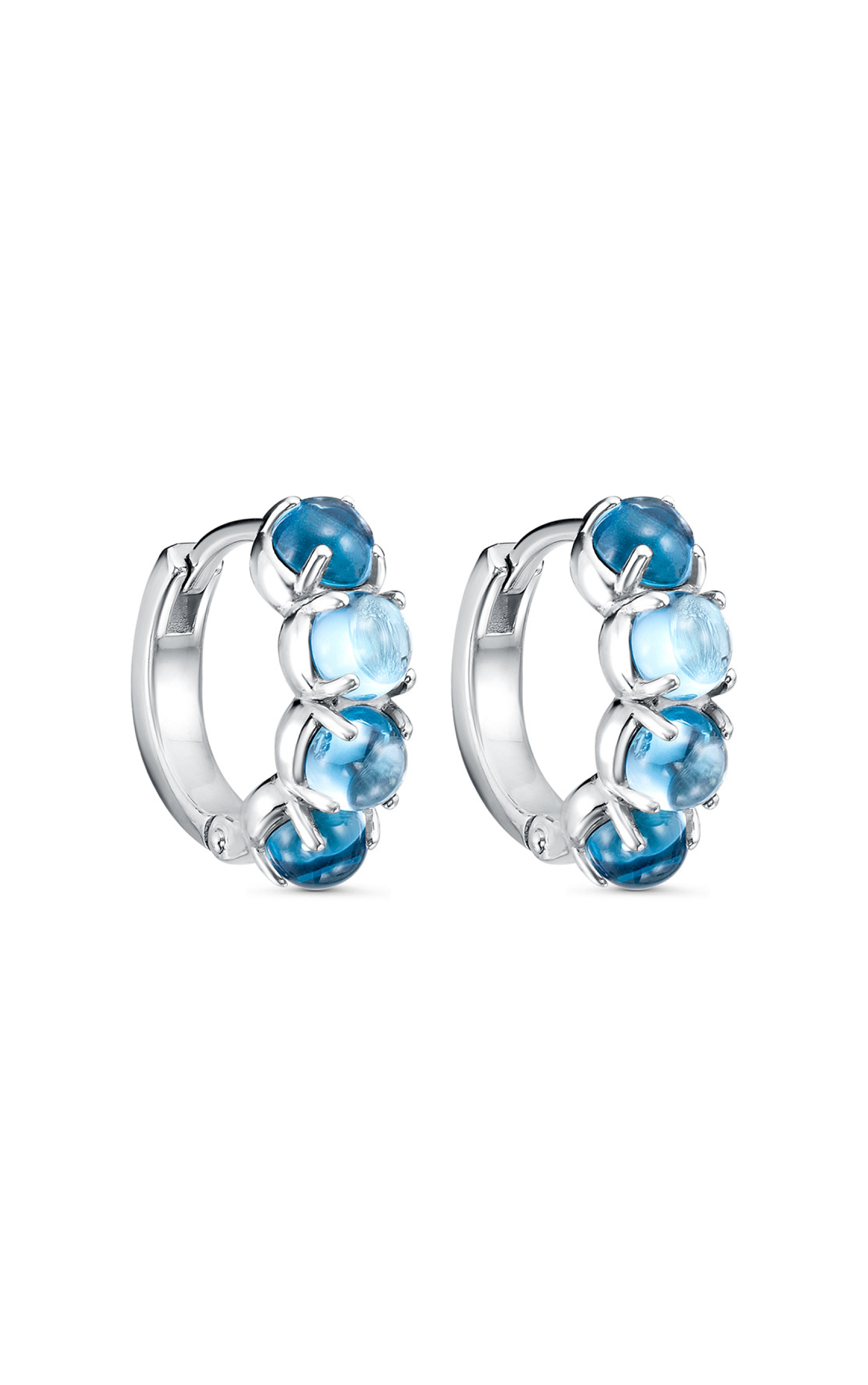 Серьги с круглыми голубыми камнями