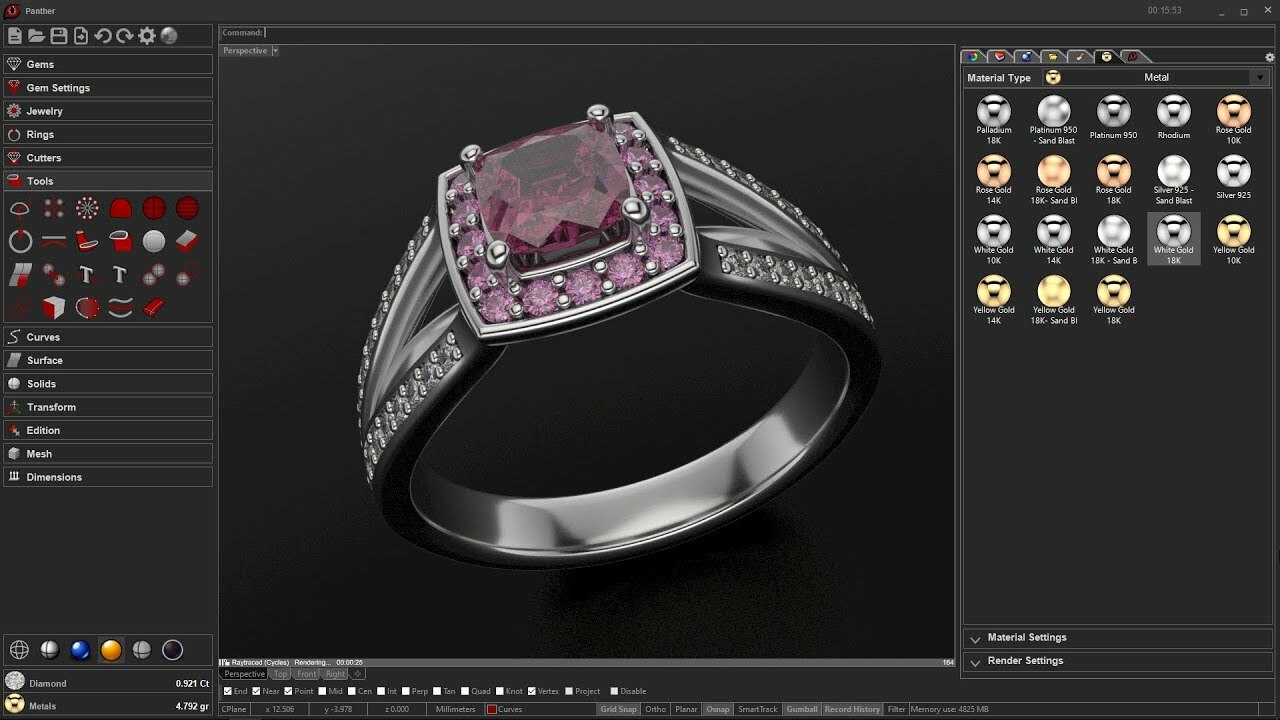 Программа пантера. Rhinoceros Jewellery. Design Jewelry software. Rhino 3d Jewelry. Настроенный рендер ювелирки для Rhino 7.