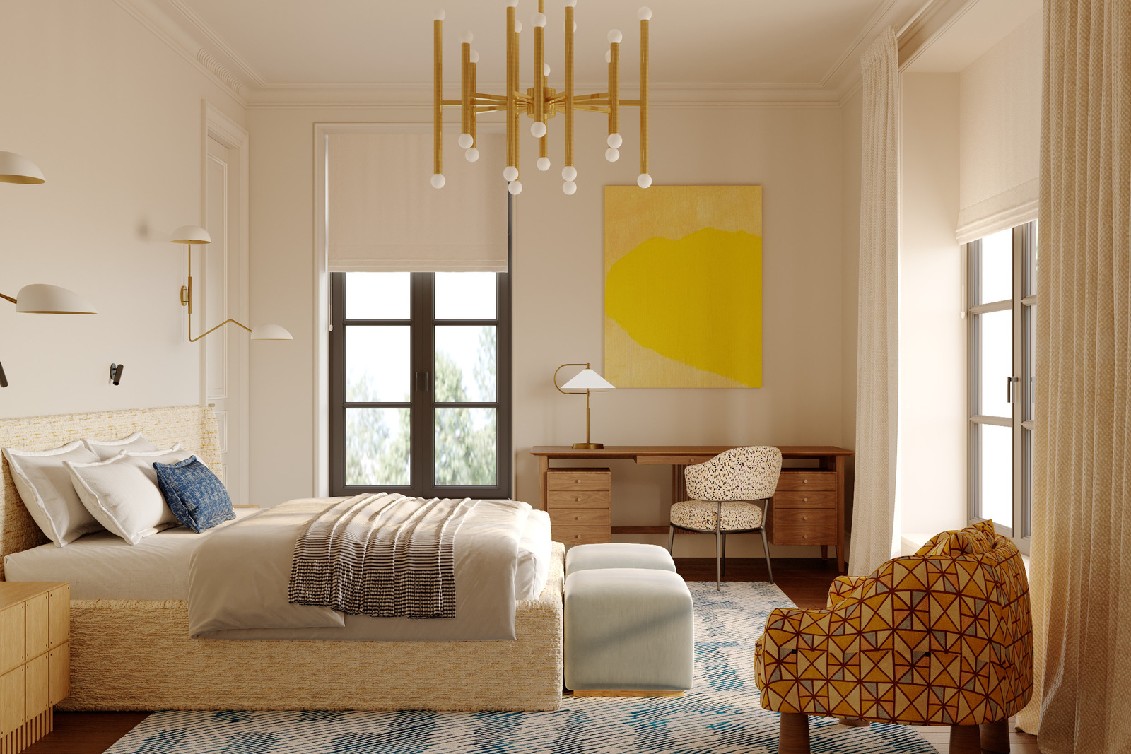 Детская комната сына, кресло Modenature, светильники Visual Comfort, ковёр The Rug Company в загородном доме дизайнера Екатерины Фёдоровой