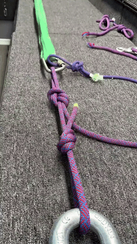 Climbing rope elongation under load.