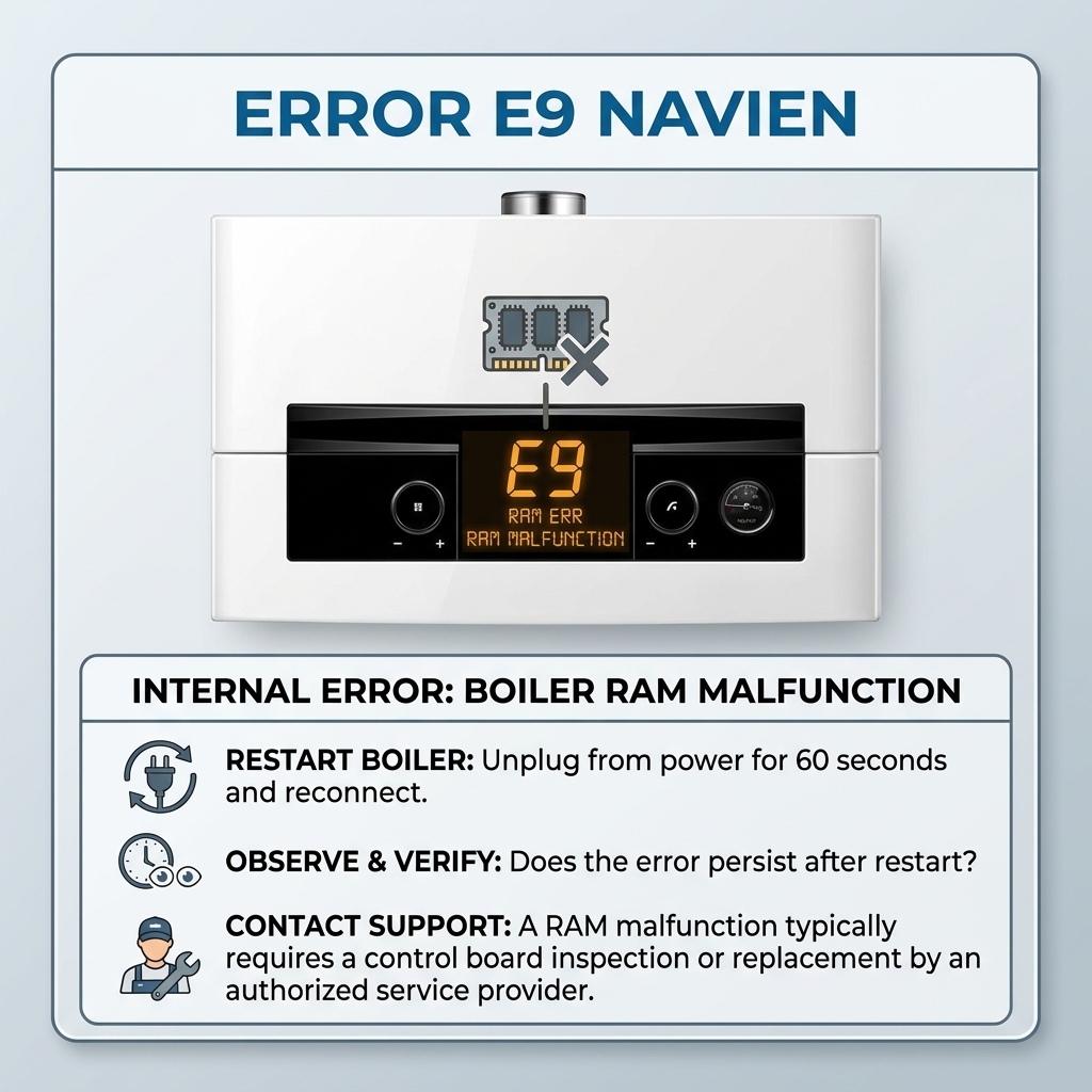Ошибка Е9 Navien NGB 210 NGB 150. Внутренняя ошибка. Неисправность оперативной памяти котла