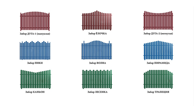 Забор из евроштакетника дизайн со столбами из металла