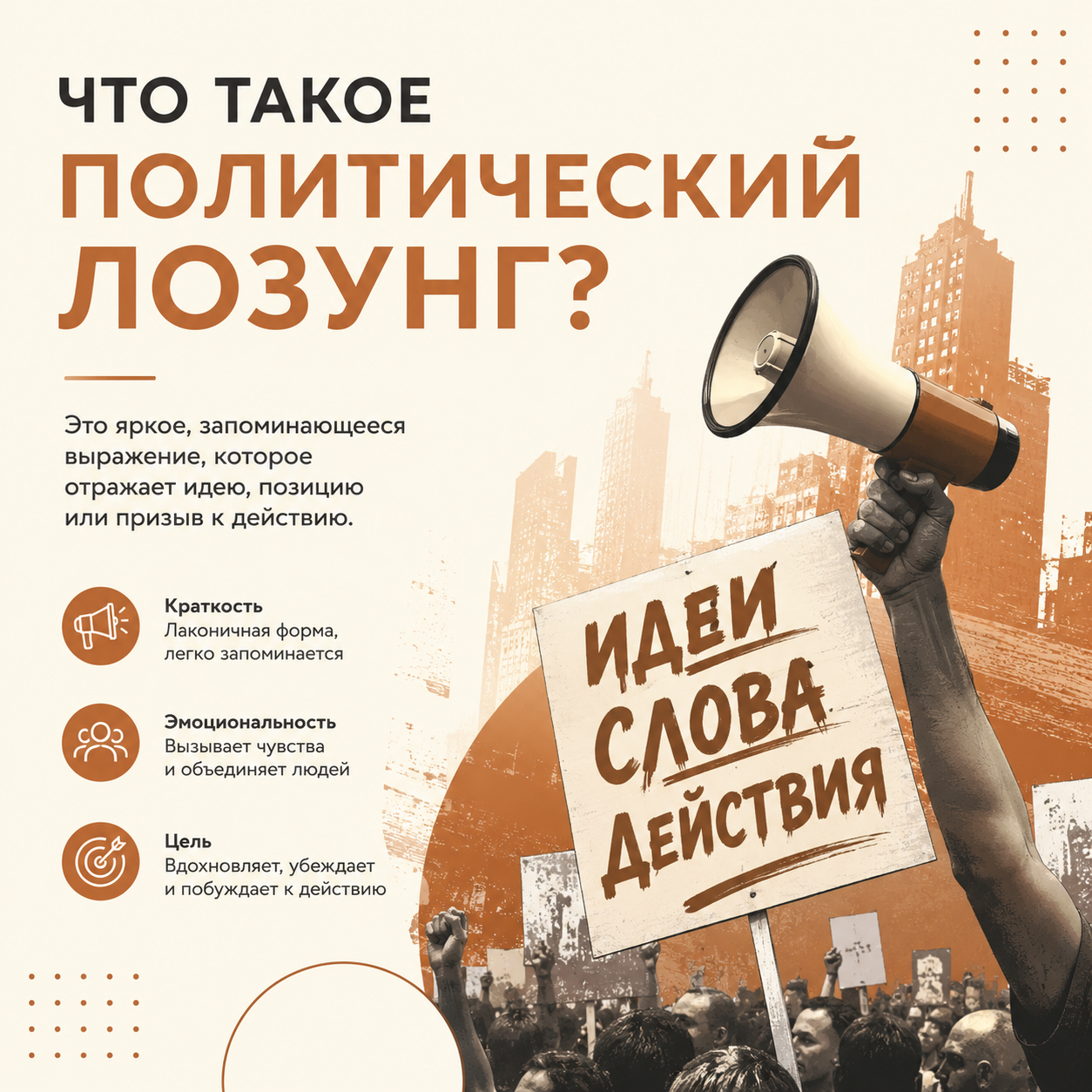Политический лозунг: значение функции и примеры