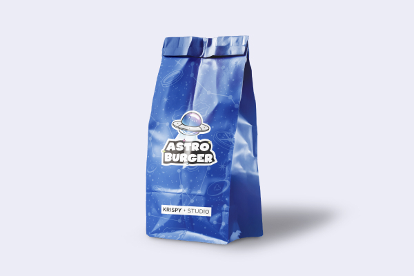 Брендинг для бургерной Astro Burger: логотип, фирменный стиль, упаковка, космическая стилистика