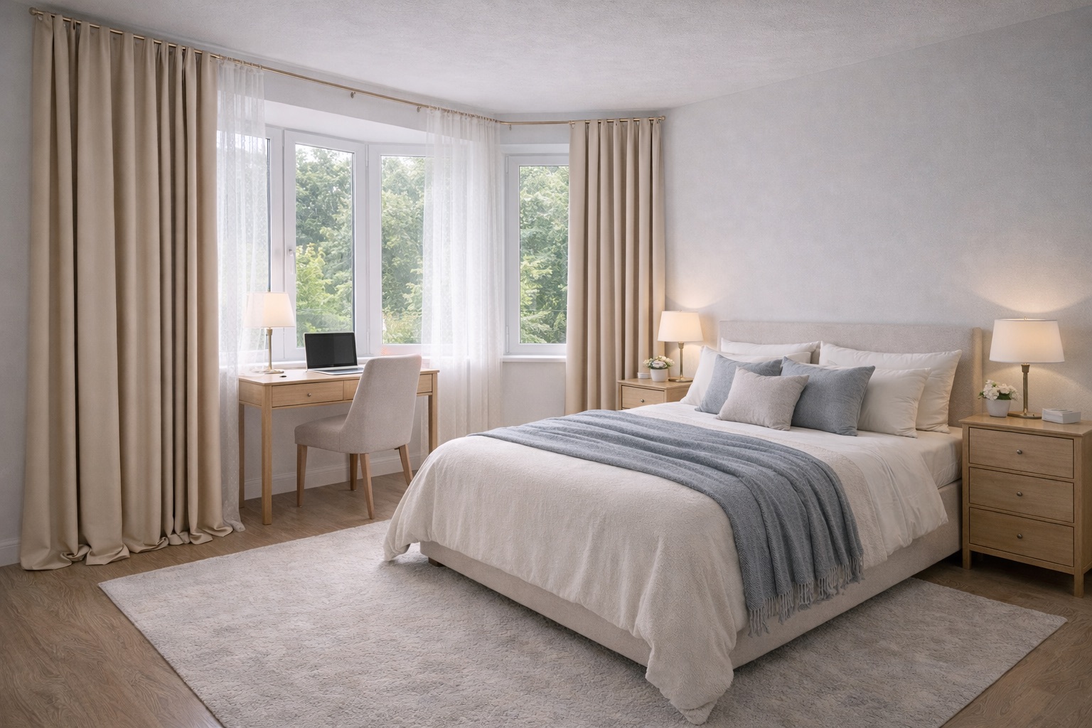 Шторы для спальни, аккуратная складка