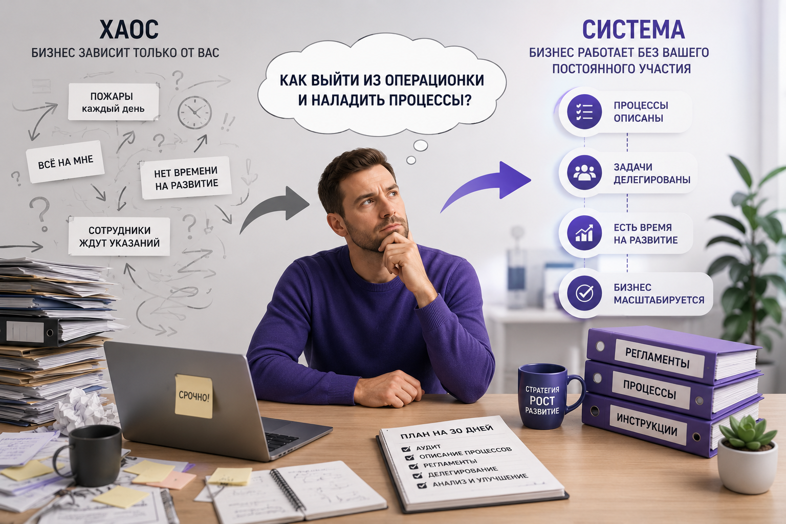 Как наладить процессы в бизнесе и выйти из операционки — пошаговый план на 30 дней для малого бизнеса РБ
