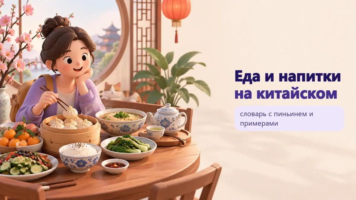 Обложка статьи «Еда и напитки на китайском»: тематическая учебная композиция LaRou
