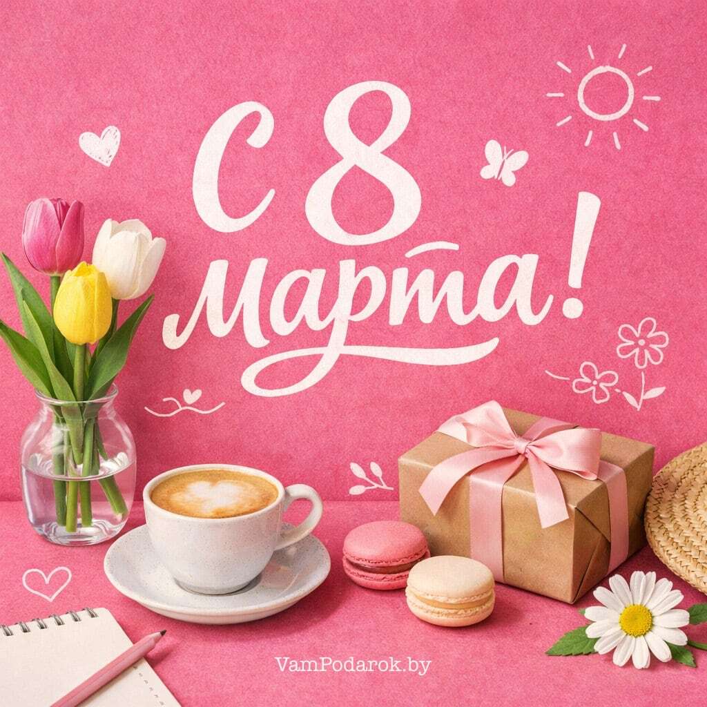 С 8 марта! – открытка поздравительная