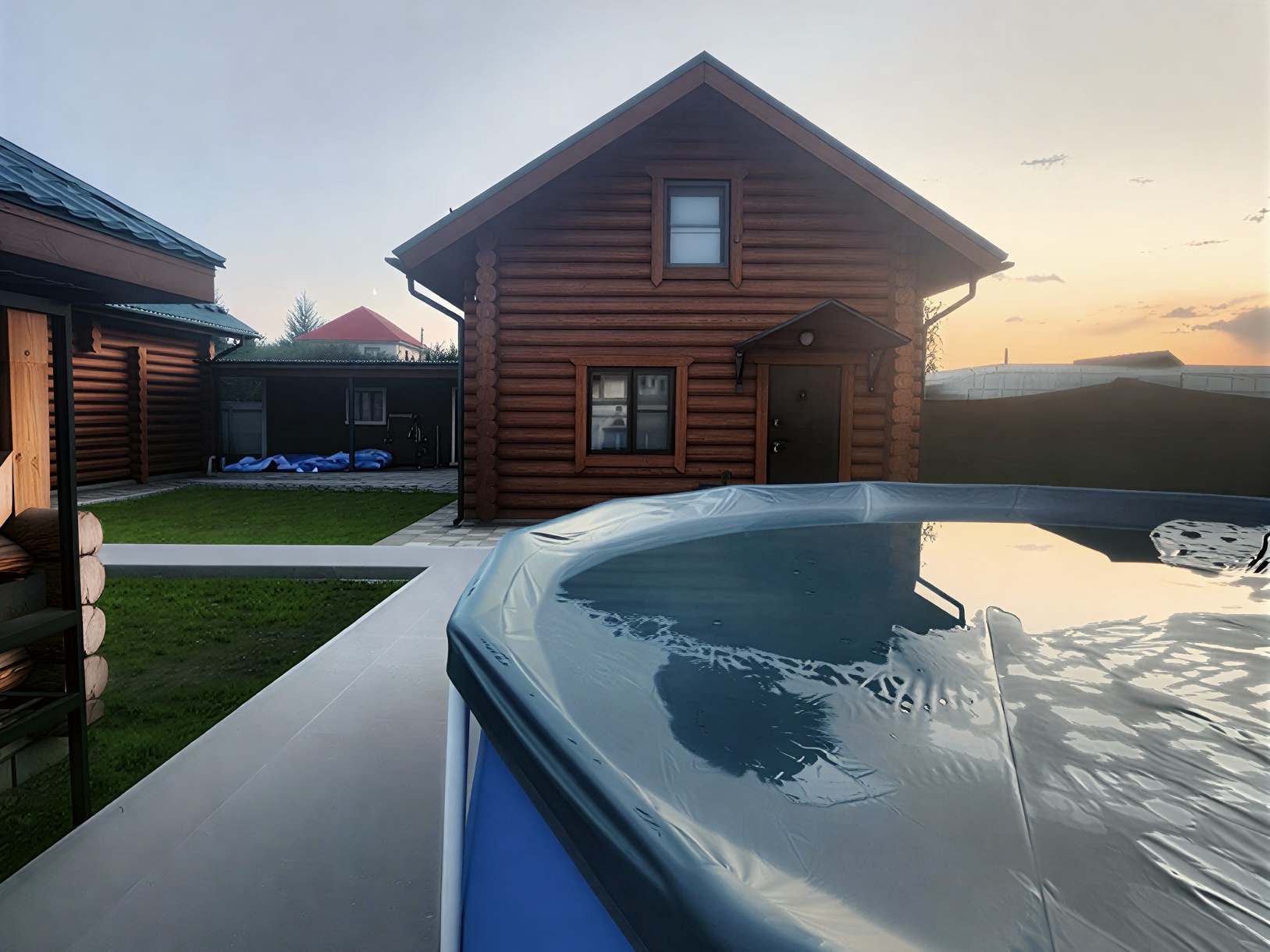 Баня с бассейном и купелью