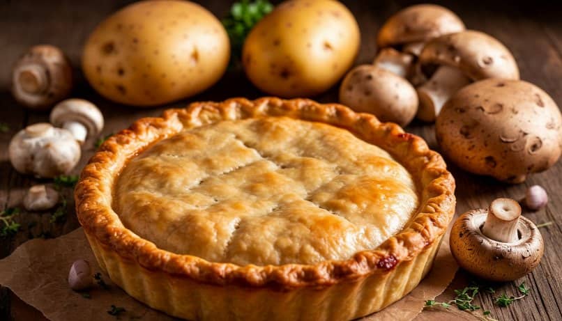 закрытый пирог с грибами и картошкой