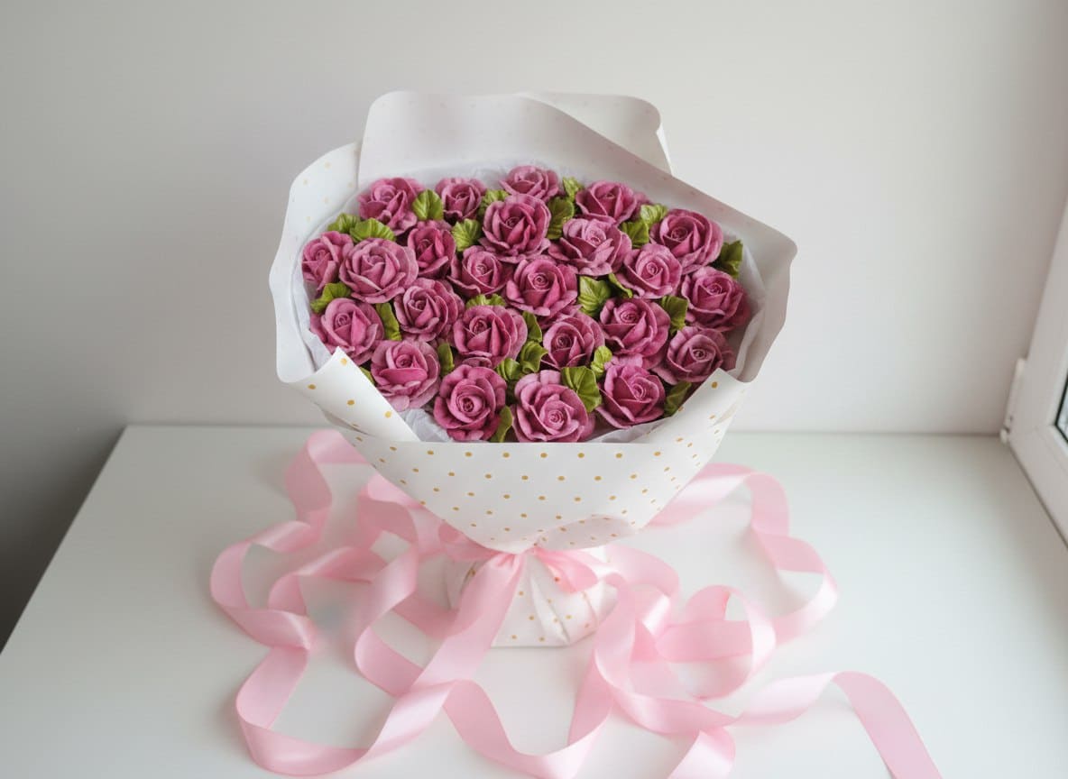 Букет из кустовых розочек из зефира VIP №6 1