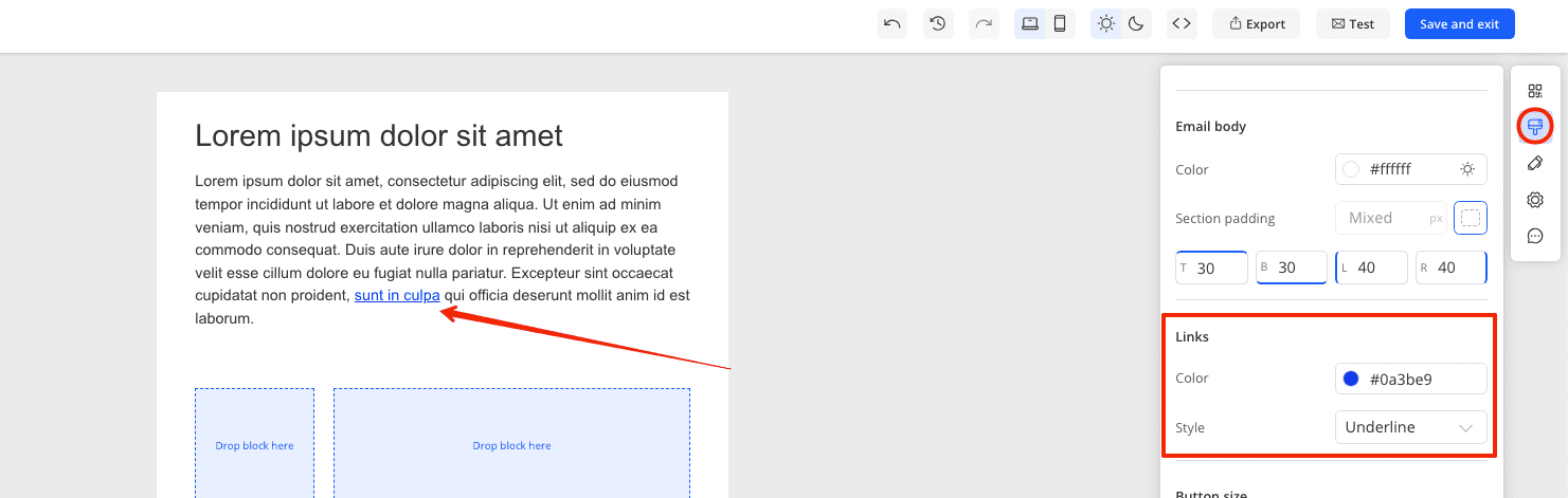 Setting up link color and style