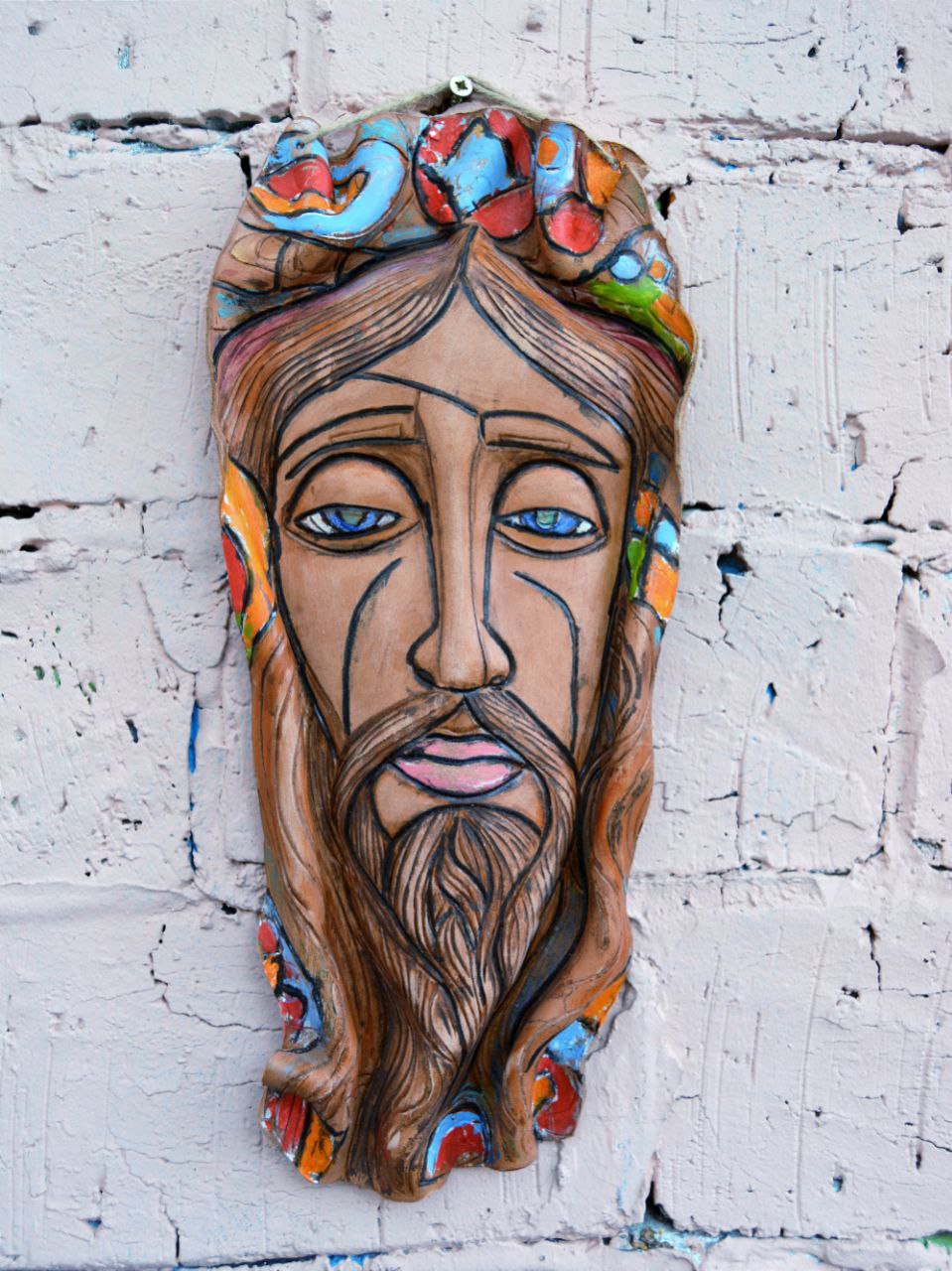 Маска из фактурной кожи настенная А.МузылевЪ &quot;Га-Ноцри в коде морзе&quot;