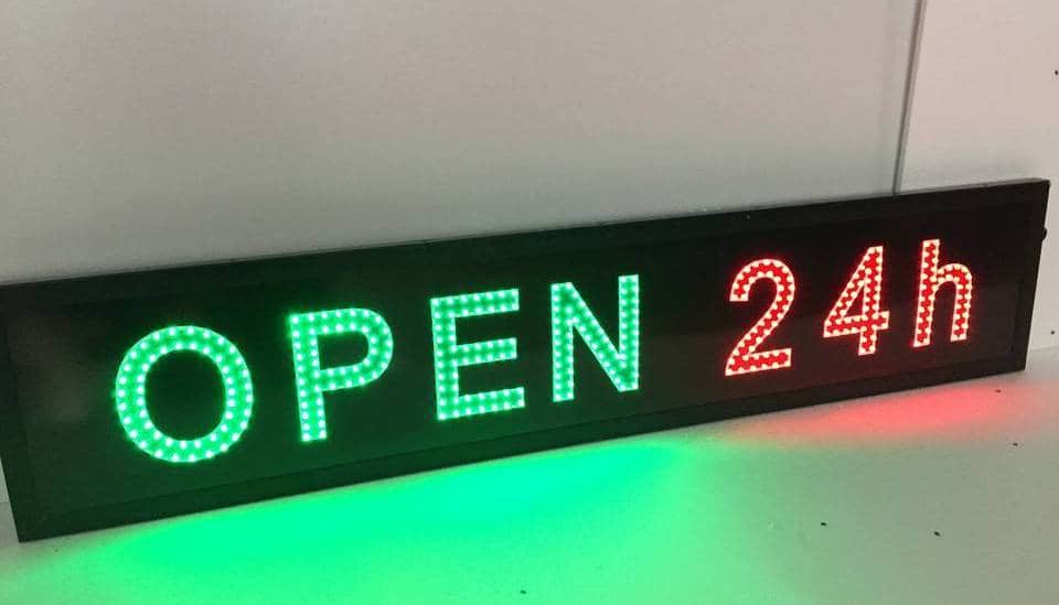 Светодиодная табличка открыто 24ч