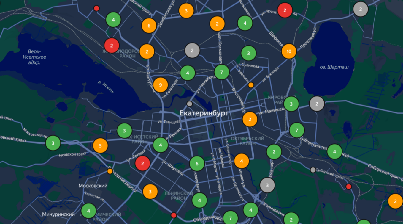 Карта заправок в Екатеринбурге