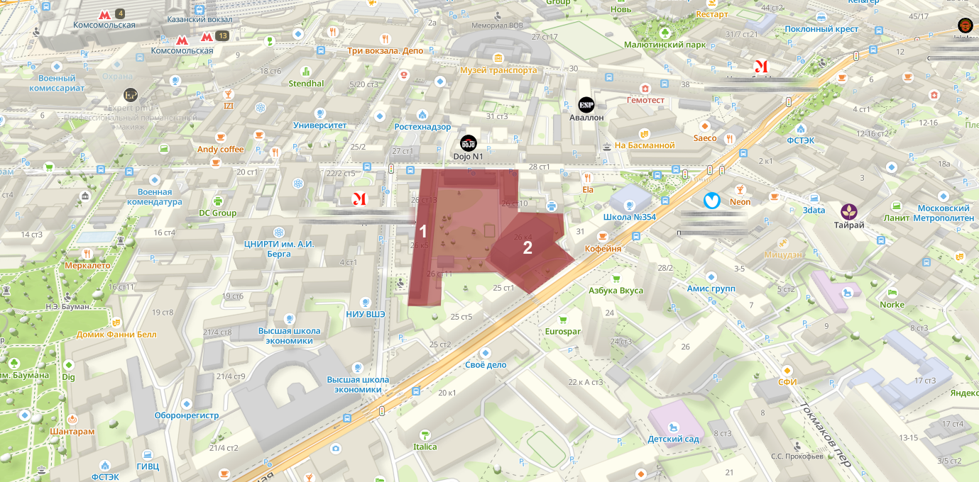 Пятно застройки ЖК Новая Басманная, 26