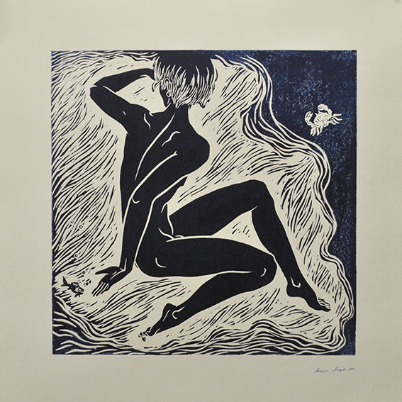 engraving linocut Nude