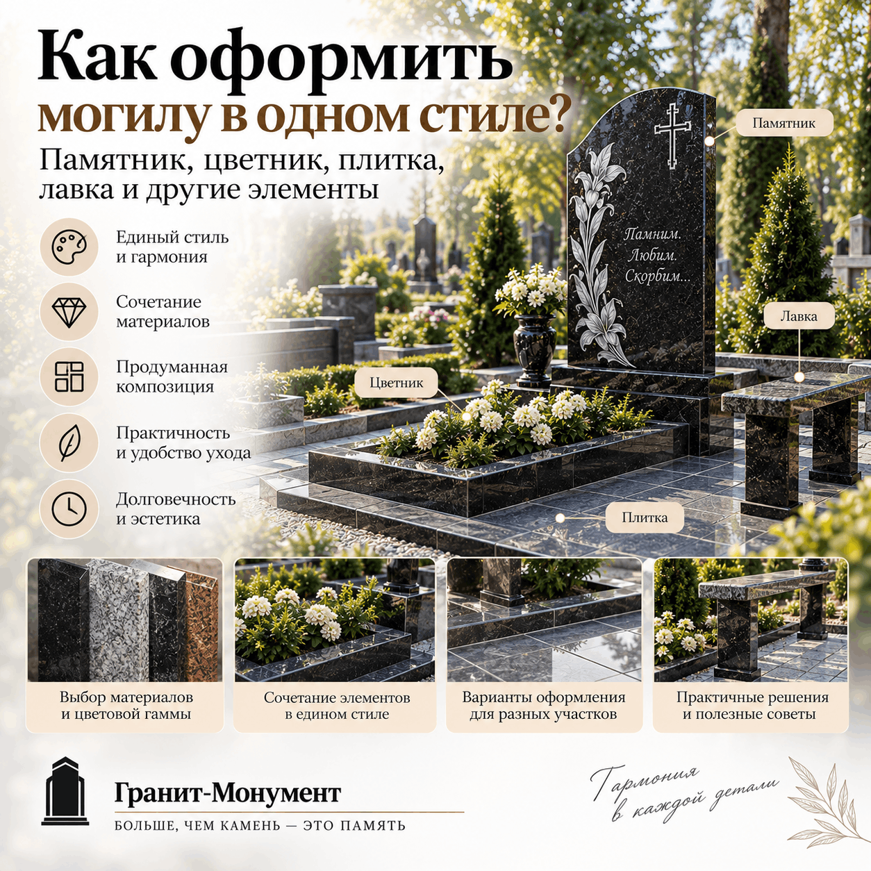 оформление могилы в едином стиле