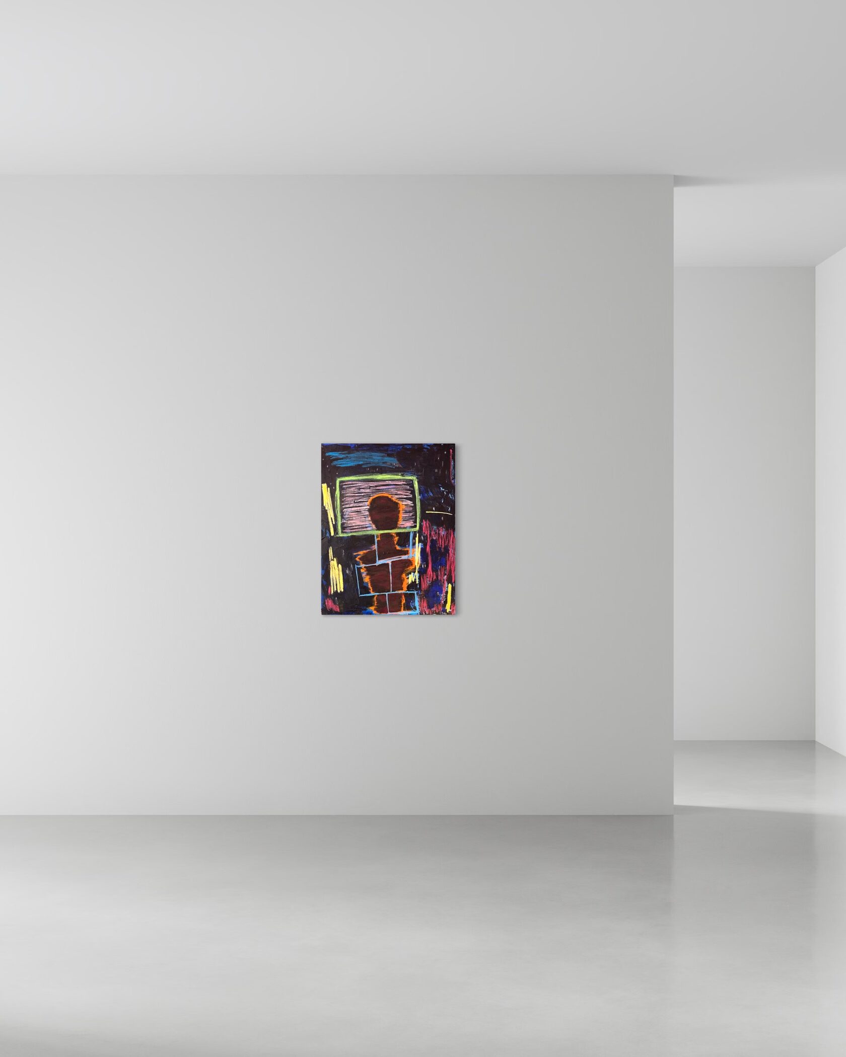 Экспрессионистская картина — фигура перед экраном, современное искусство Тбилиси, купить картину, ekspresionisti khelovneba