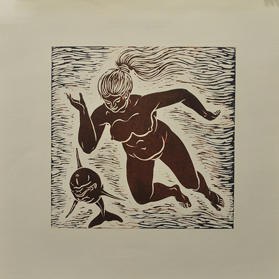 engraving linocut Nude