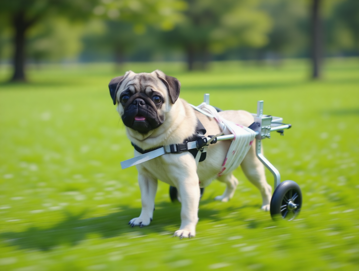 Beagle mit Rollstuhl