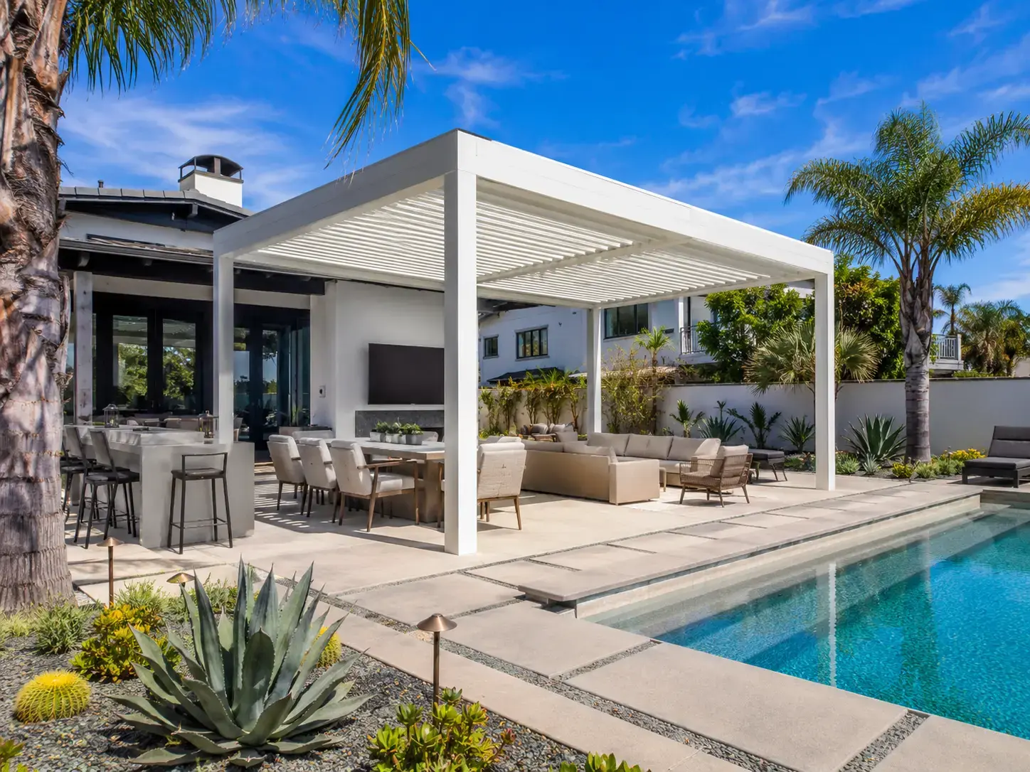 poolside pergola for Palos Verdes Estates backyard