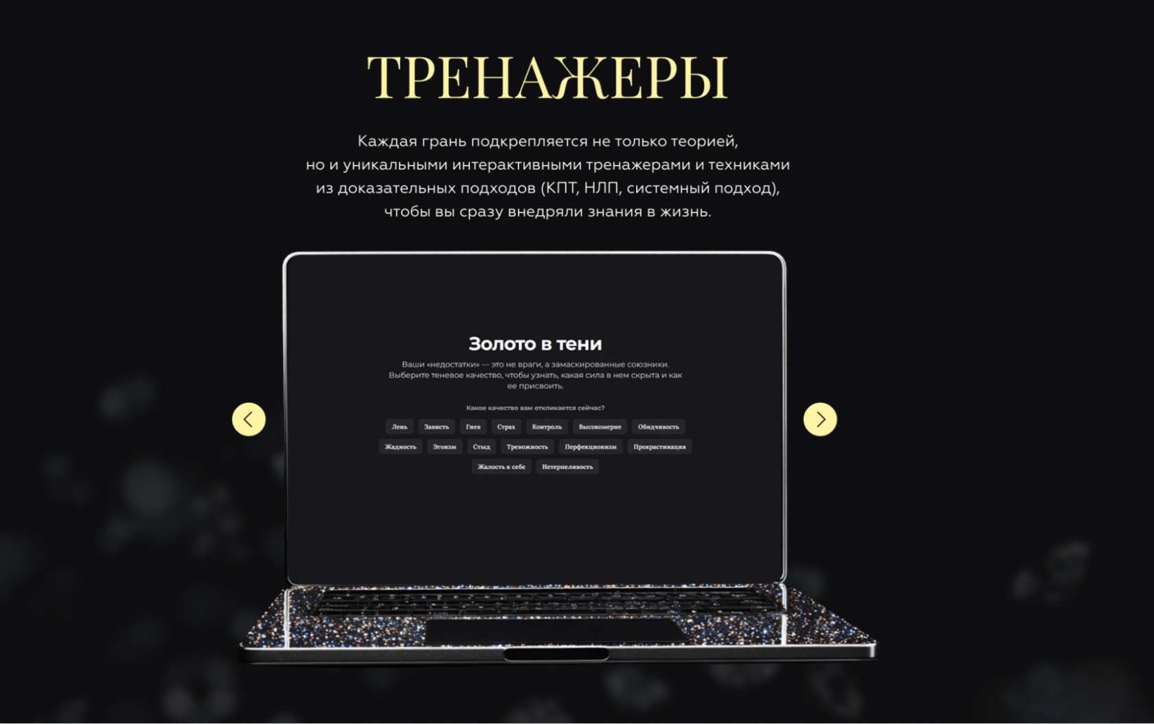 Тренажёры программы: «Золото в тени»
