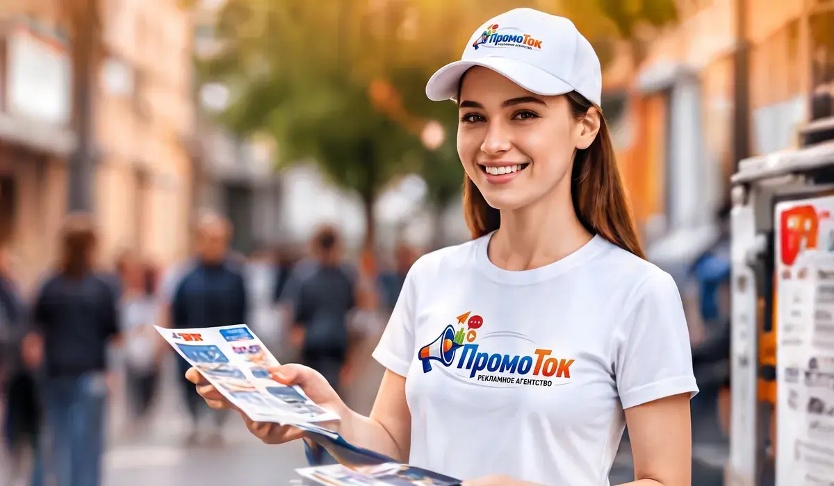 Промоутер «ПромоТок» раздаёт листовки на улице Таганрога