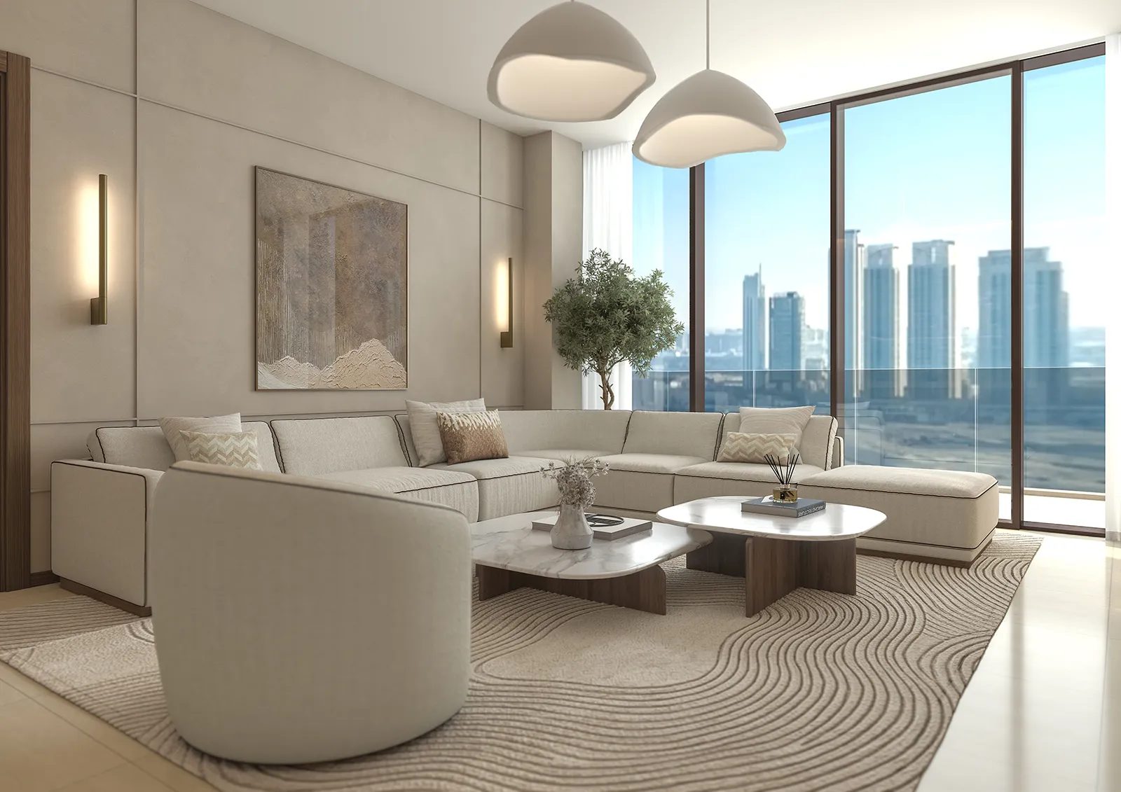 Living room with city views