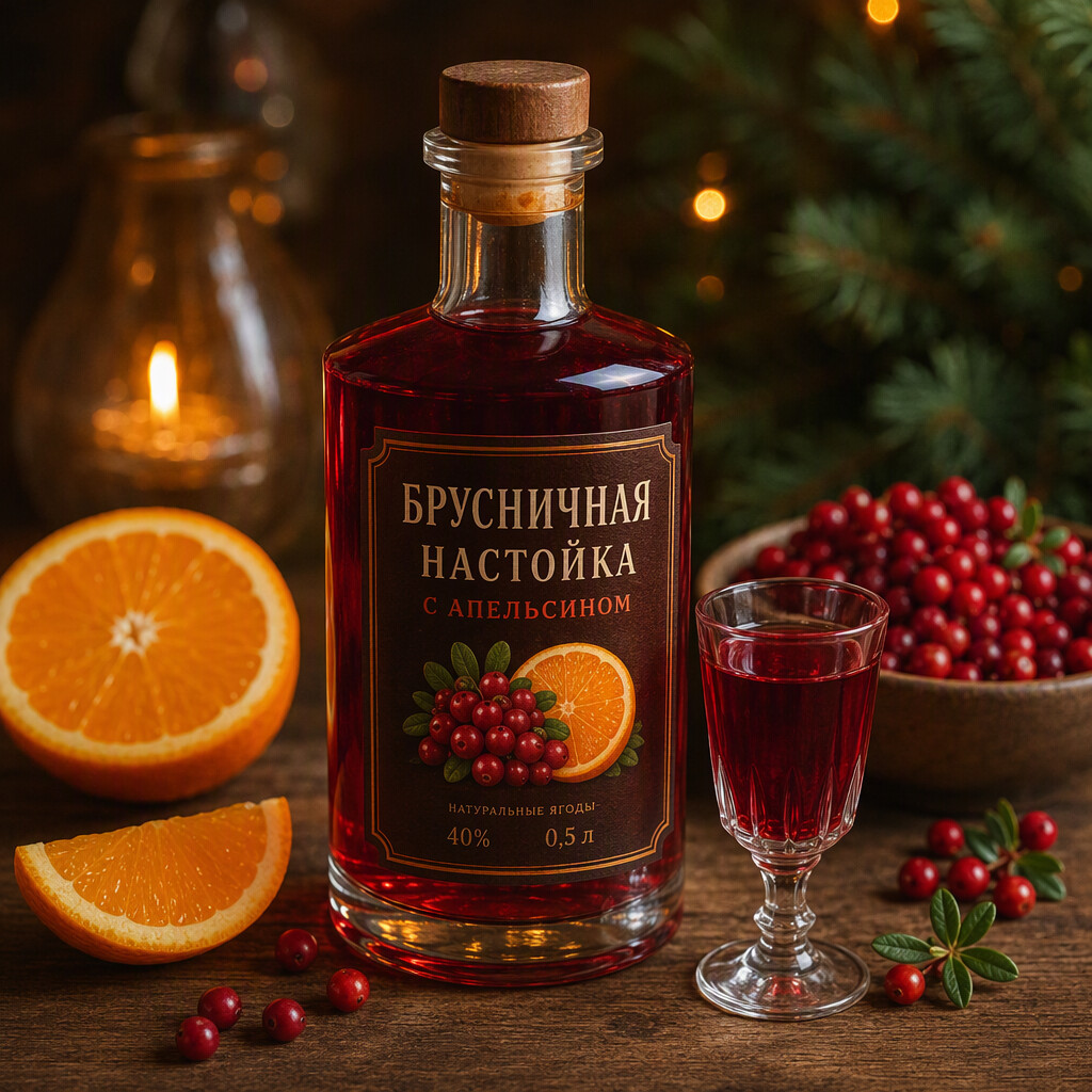Брусничная настойка с апельсином на самогоне