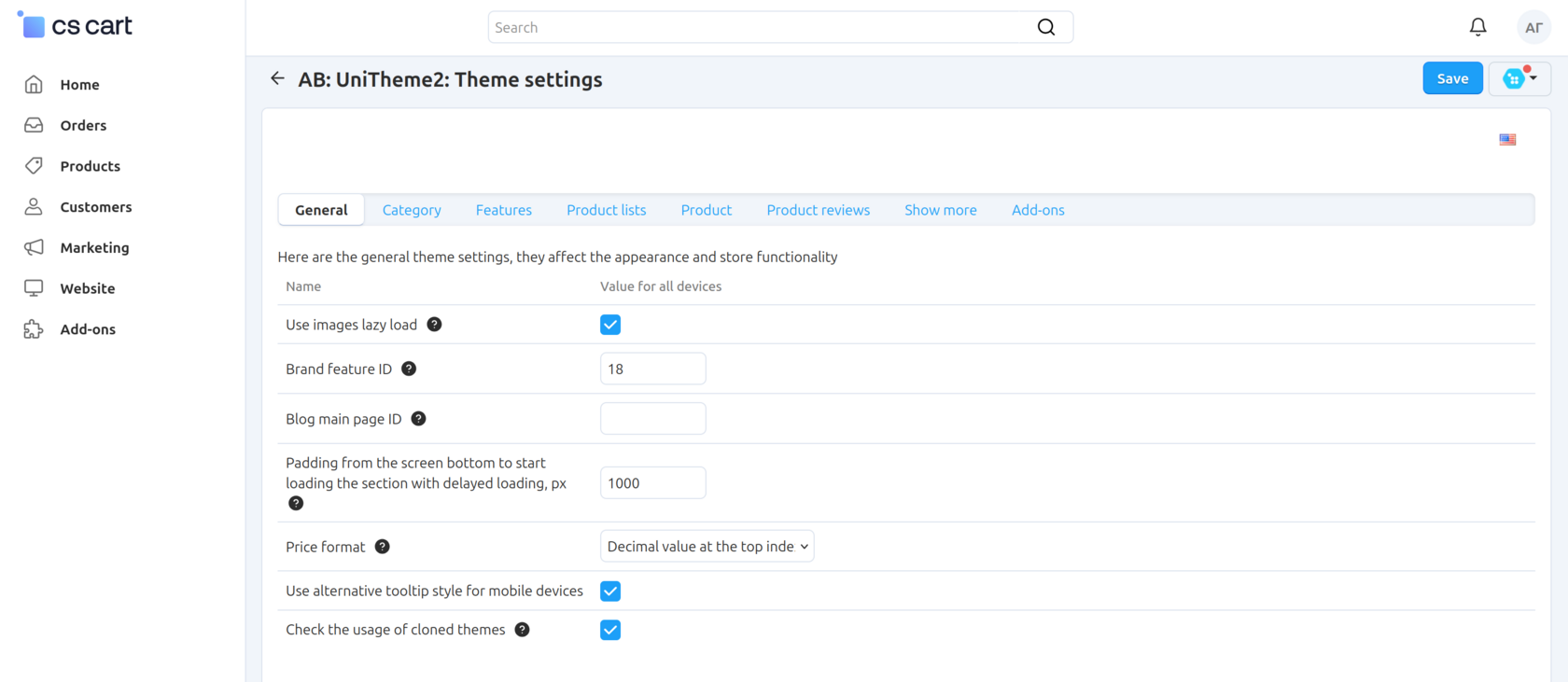 CS-Cart и UniTheme2