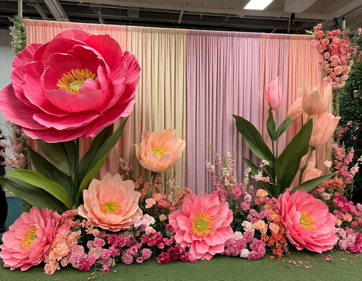 фотозона на 8 марта с большими цветами