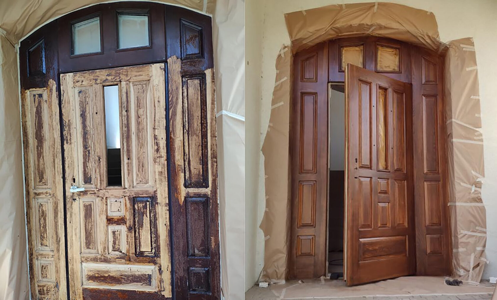 реставрация шпона на двери
