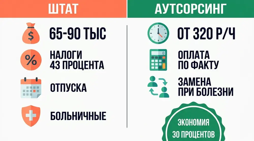 Сравнение штатного найма и аутсорсинга