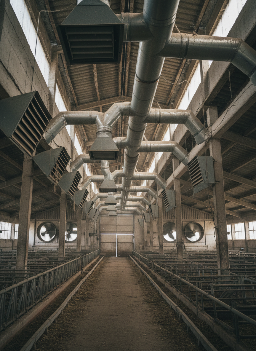 Приточные клапаны и вентиляционные шахты для ферм КРС и птицы