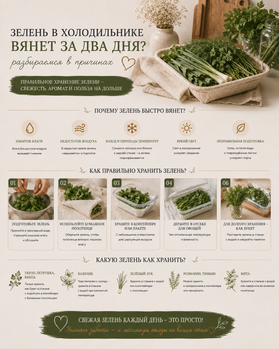 как хранить зелень в холодильнике  Я НАЙДУ