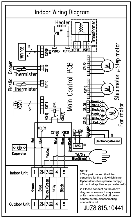 Схема подключения внутреннего блока Dahatsu DHP/DHV