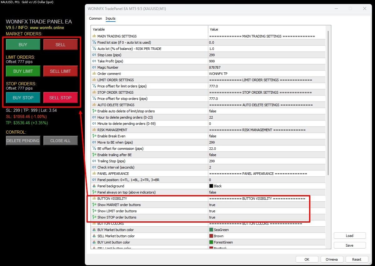 WONNFX Trade Panel EA [MT4 MT5] FREE DOWNLOAD