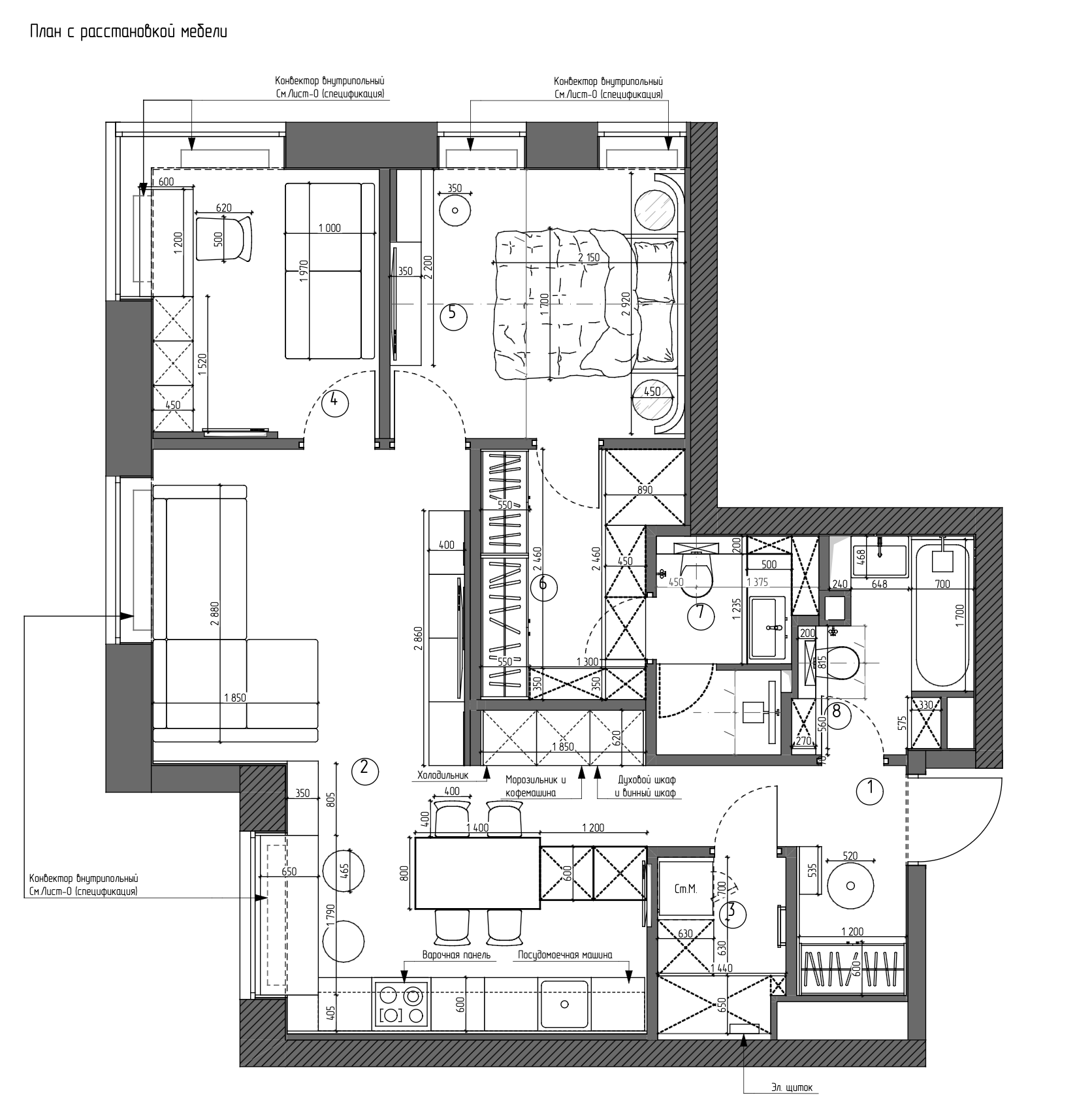 планировка с мебелью