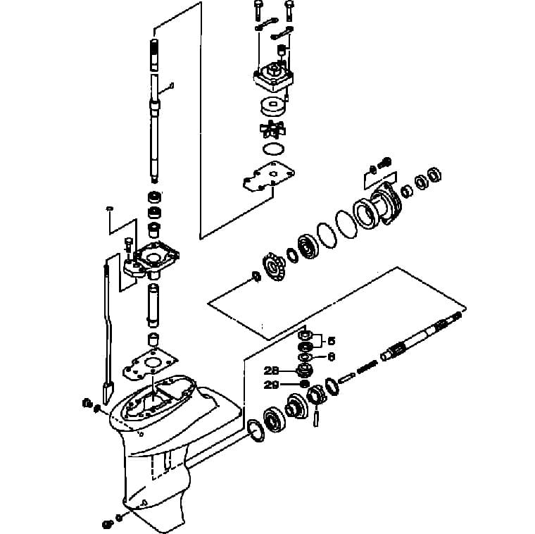 Редуктор в сборе Yamaha/Gladiator/Hidea/ Sea-Pro 2T 9.9-15 л.с ...