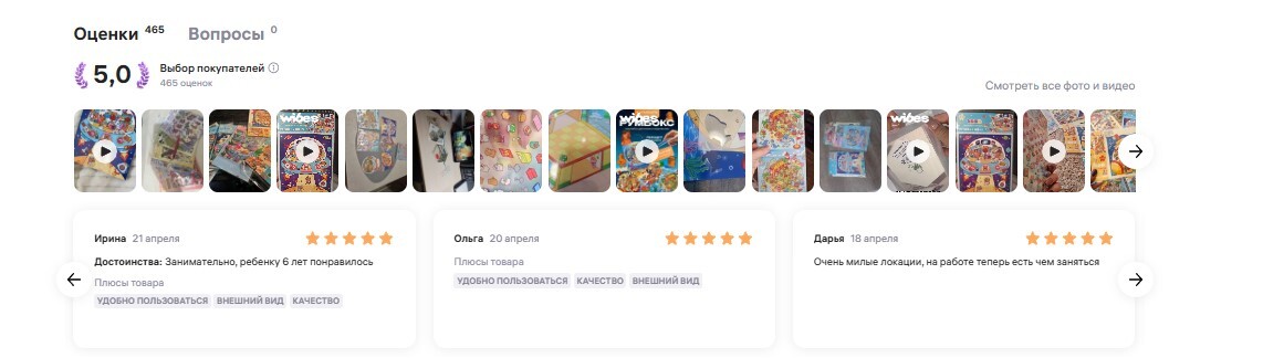Фото набора и отзывов покупателей
