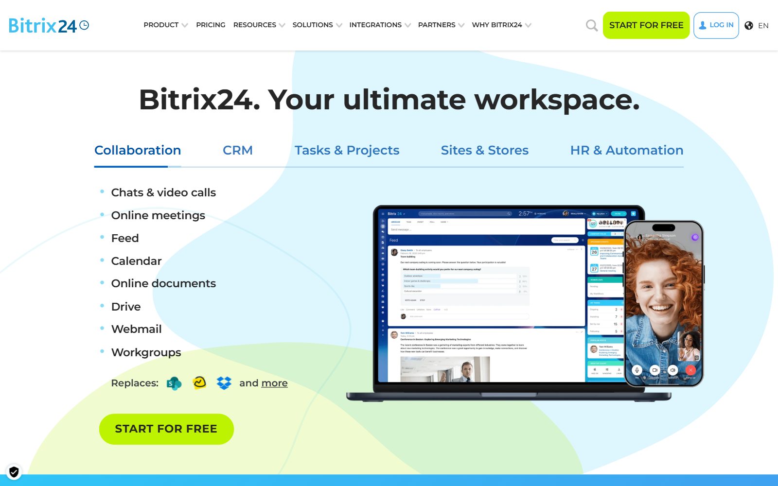 Bitrix24 homepage screenshot (October 2026)