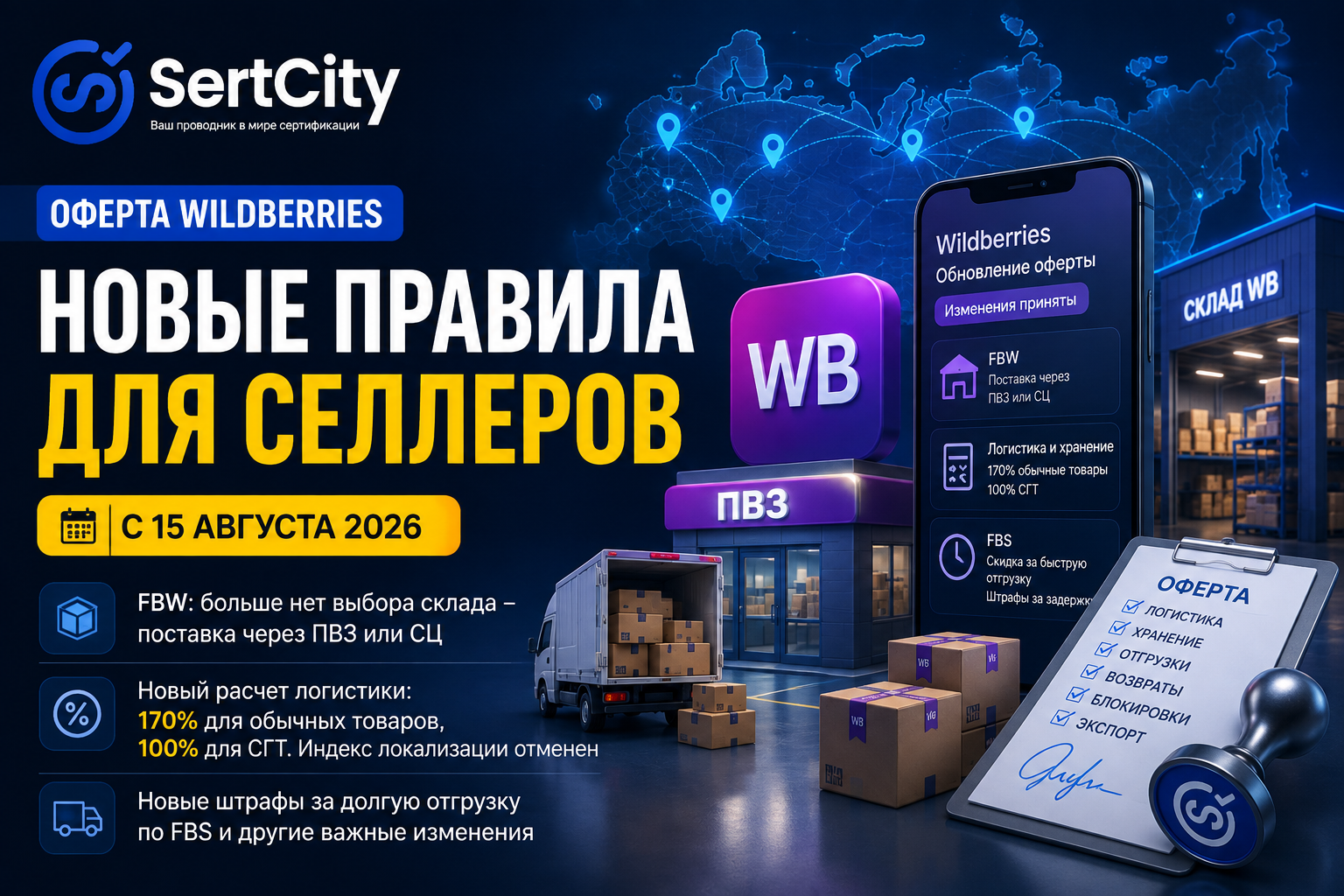 Изменения оферты Wildberries с 15 августа 2026 года для продавцов по FBW и FBS