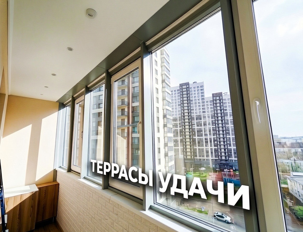 Балкон с раздвижными алюминиевыми рамами
