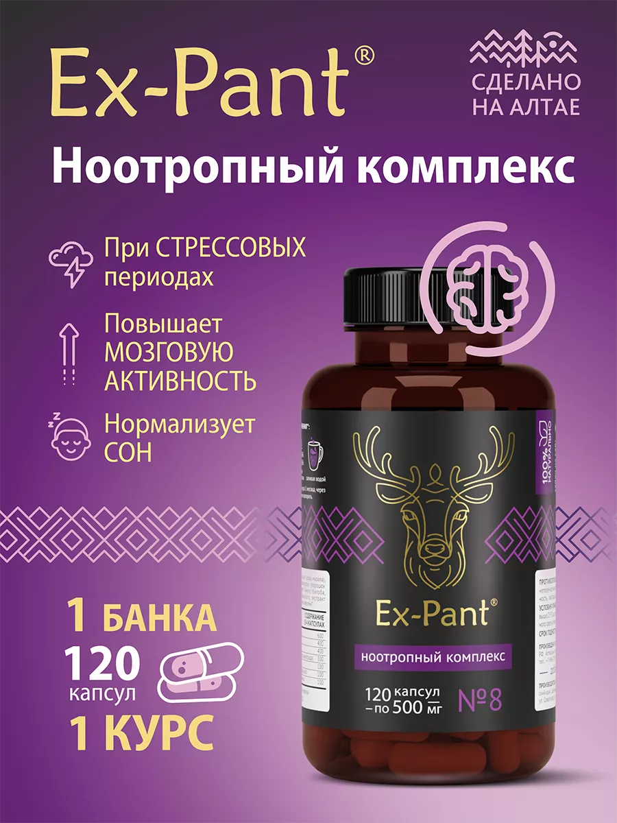 Ноотропный комплекс Ex-Pant ежовик гребенчатый 120 капсул